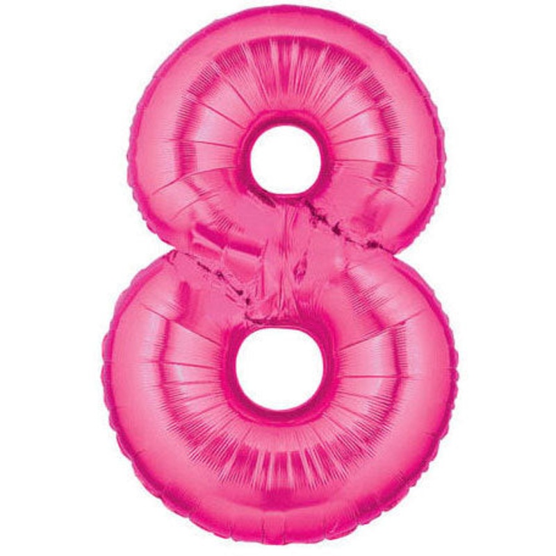 40" (34" Inflated) Large Number Balloon 8 Fuchsia/Pink