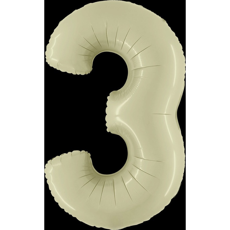 40" (34" Inflated) Number "3" Satin Olive Green Foil Balloons