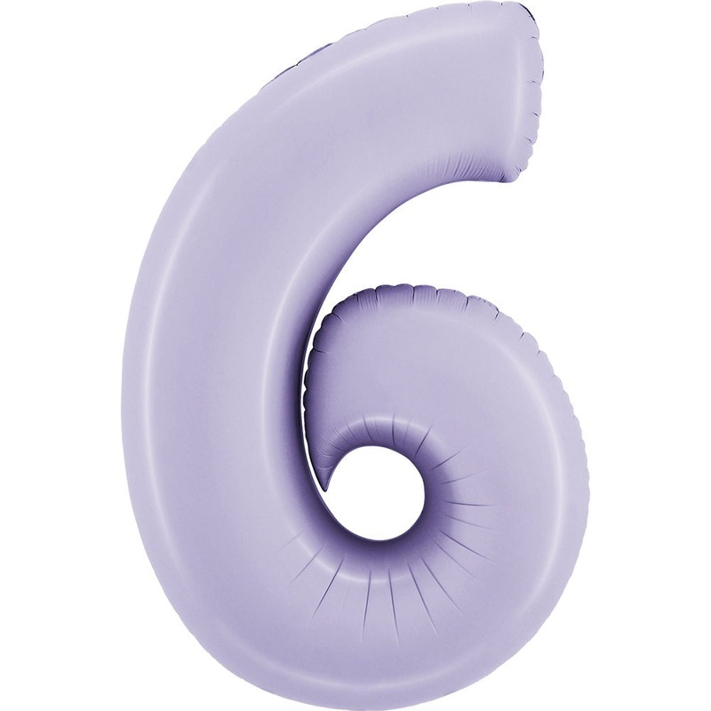 40" (34" Inflated) Number 6 Satin Lilac Foil Balloon