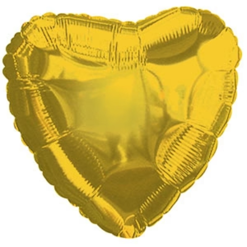 9" Airfill Only Yellow Gold Heart Foil Balloon