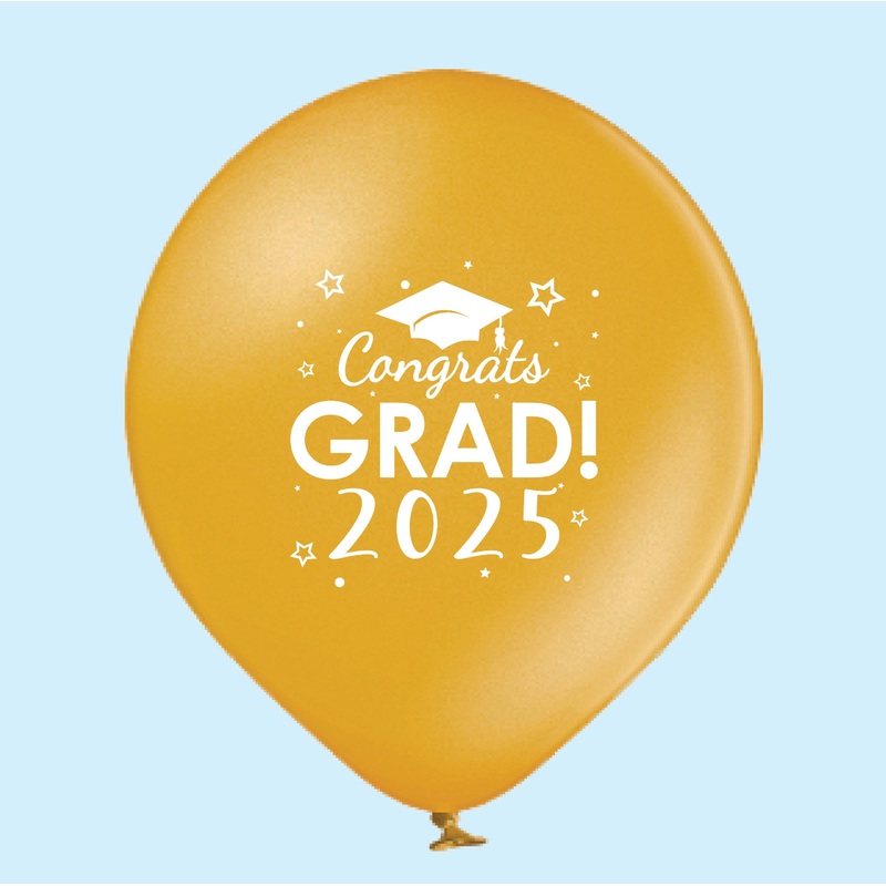 11" Congrats Grad 2025 Latex Balloons 25 Count Gold