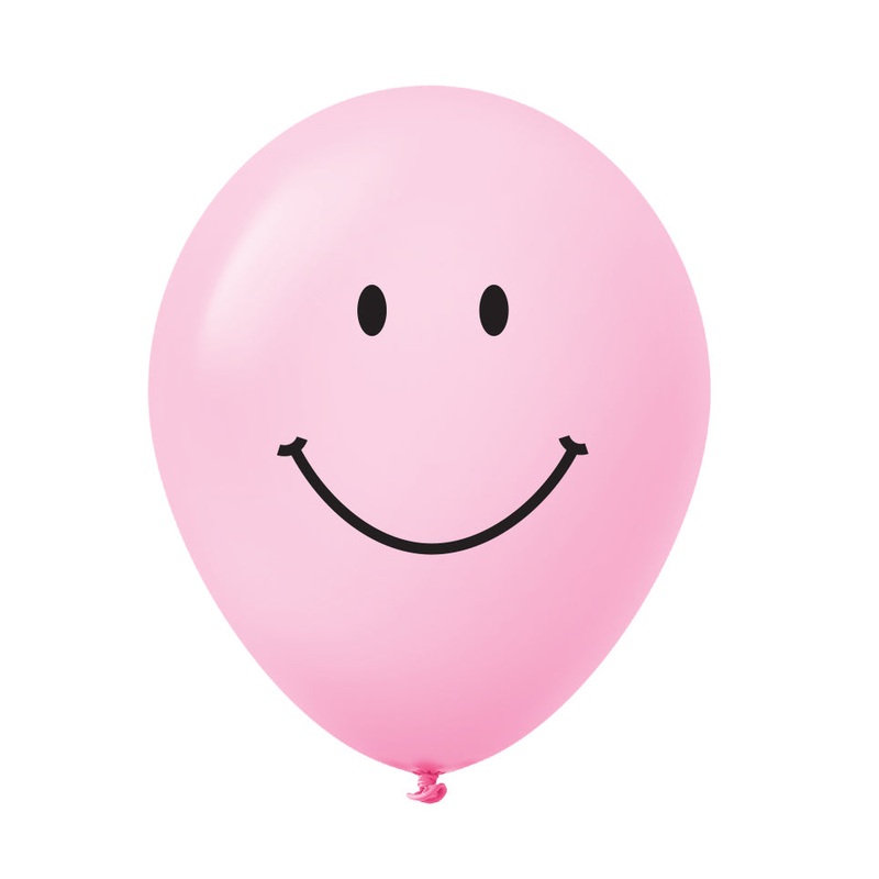 11" Smiley Face Latex Balloons (25 Count) Pastel Pink