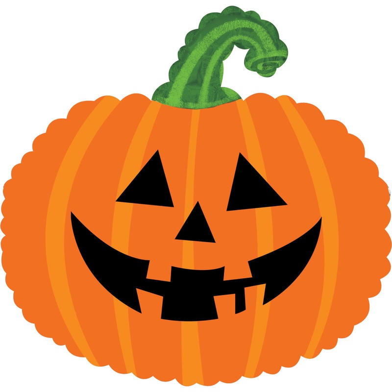 12" Airfill Only Orange Pumpkin Face Foil Balloon