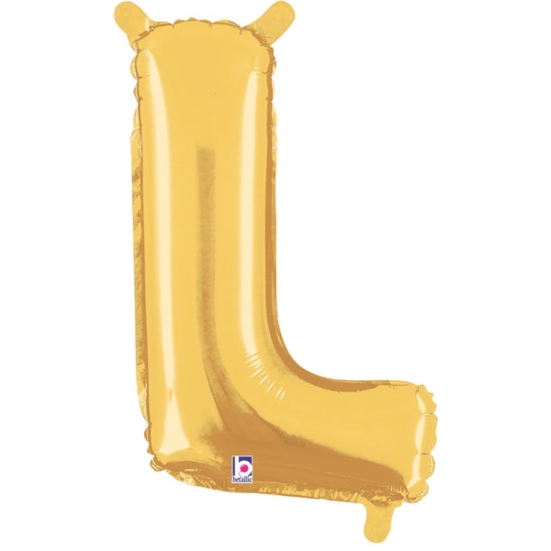 14" Airfill Only (Self Sealing) Megaloon Jr. Shape Letter L Gold Balloon