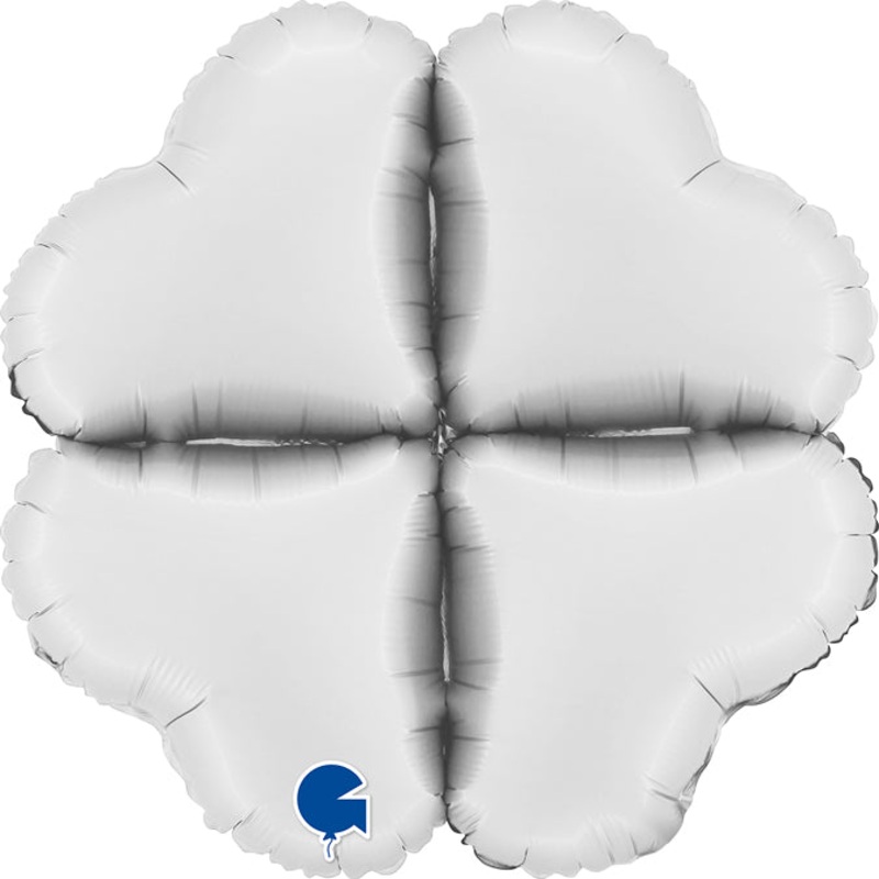 16" (22" Uninflated) Standup Base Hearts Medium Satin White Foil Balloon