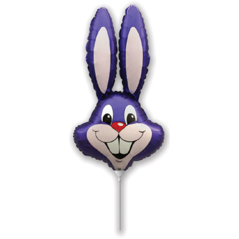 16" Airfill Only Violet Bunny Rabbit Head Foil Balloon