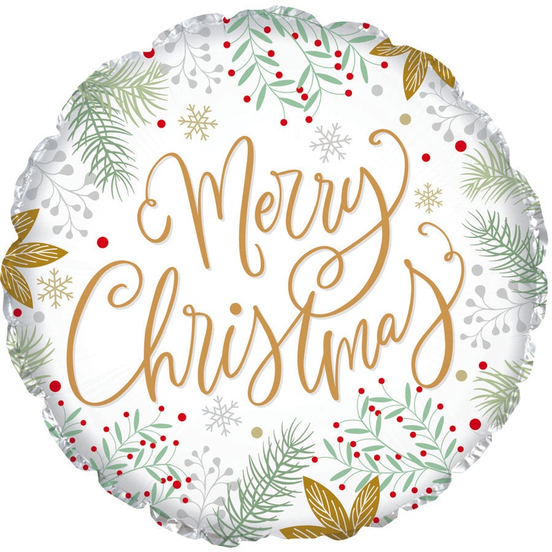17" Merry Christmas Gold and Mint Foil Balloon