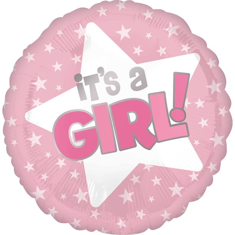 18" It's a Girl Pink Star Foil Balloons