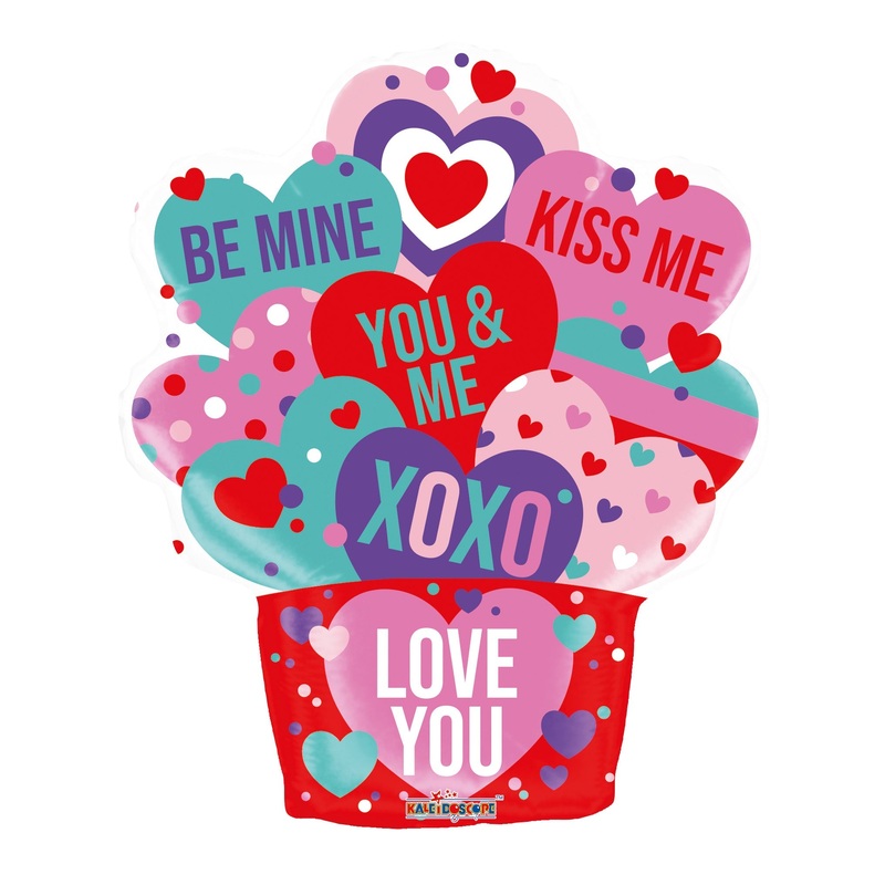 18" Love You Heart Box Gellibean Foil Balloon