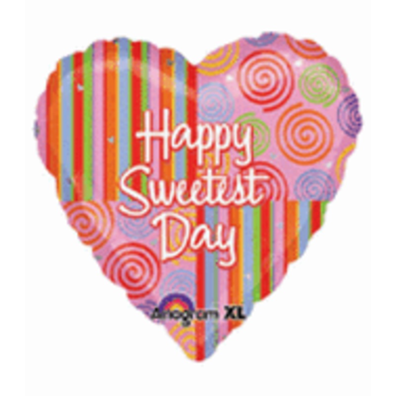 18" Sweetest Day Swirls & Stripes Balloon