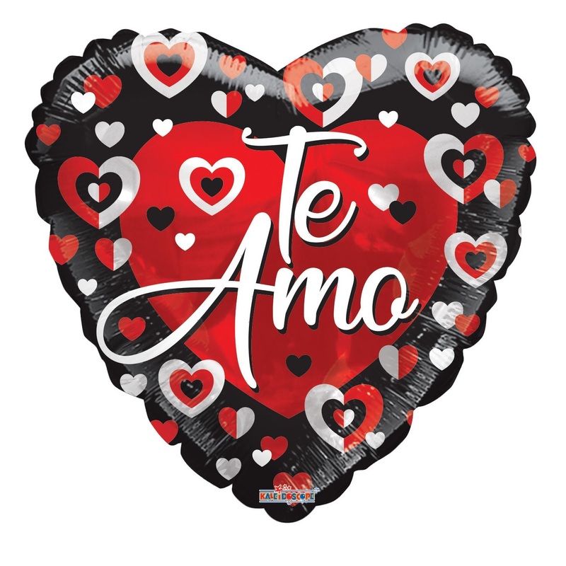 18" Te Amo Corazones Bicolores Foil Balloon (Spanish)