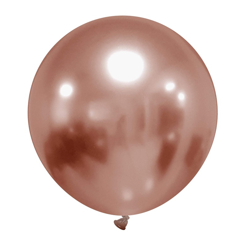 24" Cattex Titanium (Chrome/Mirror) Rose Gold Latex Balloons (1 Per Bag)