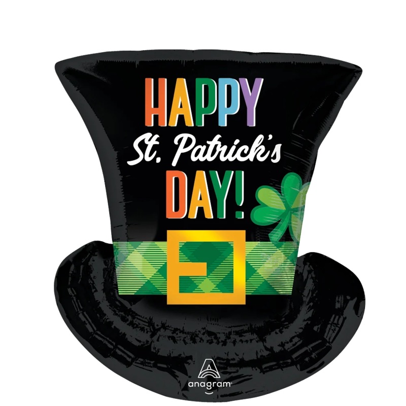24" Jumbo St. Patrick's Day Top Hat Foil Balloon