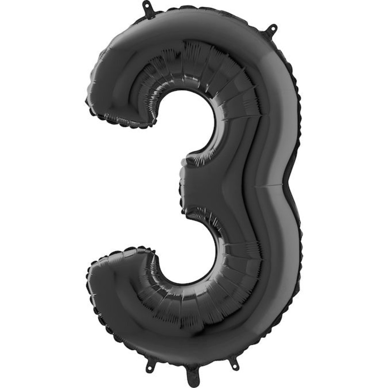 26" Midsize Foil Shape Balloon Number 3 Black