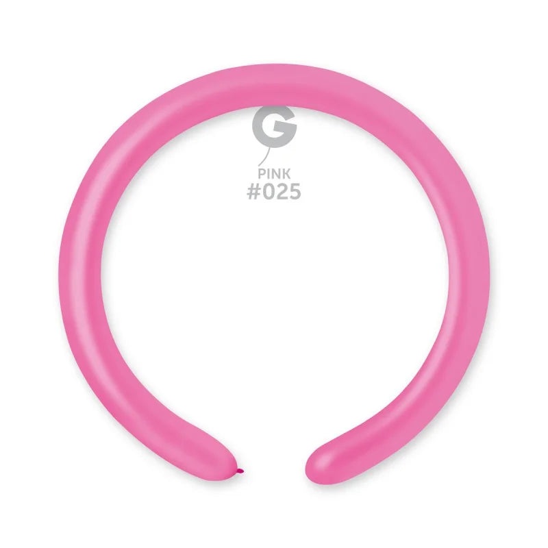 260G Gemar Neon Pink Latex Twisting/Modelling Balloons (50 Per Bag)