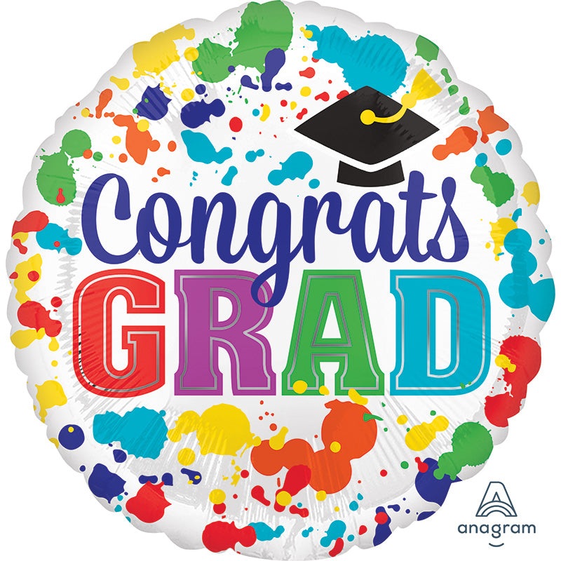 28" Congrats Grad Paint Splotch Jumbo Foil Balloon
