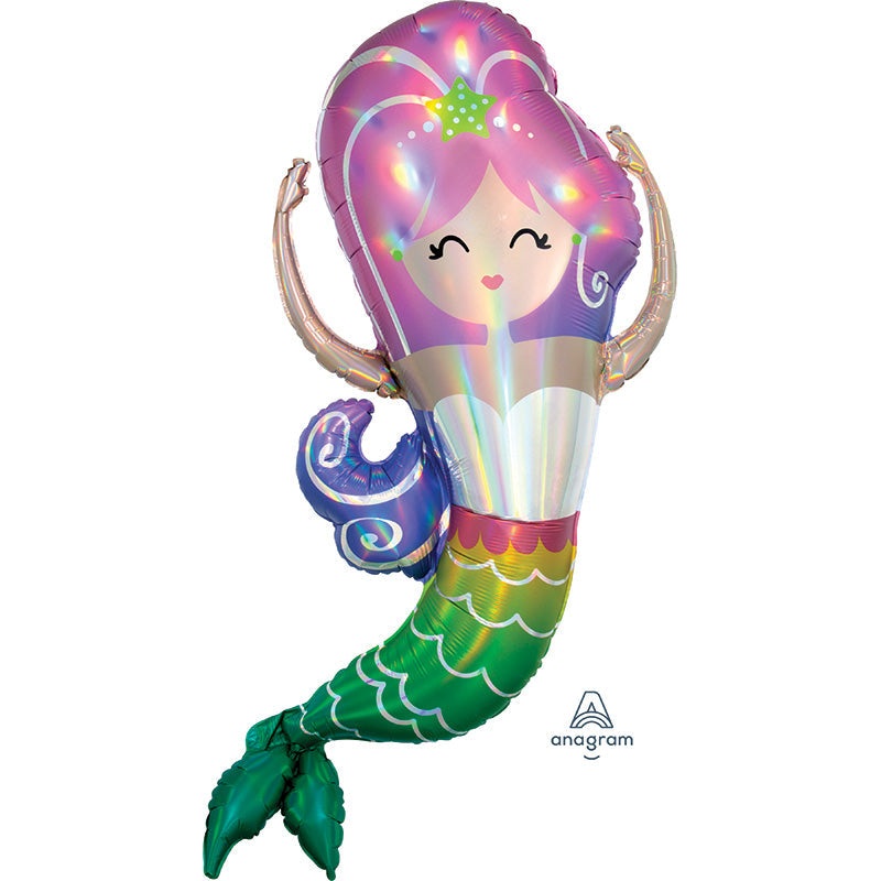 32" Iridescent Mermaid Holographic Foil Balloon