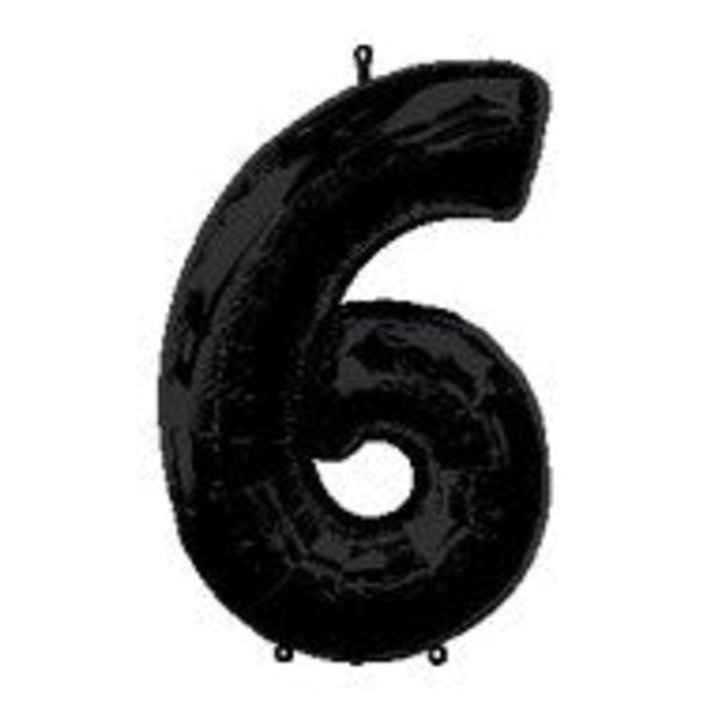 34" Anagram Brand Black Number 6 Balloon