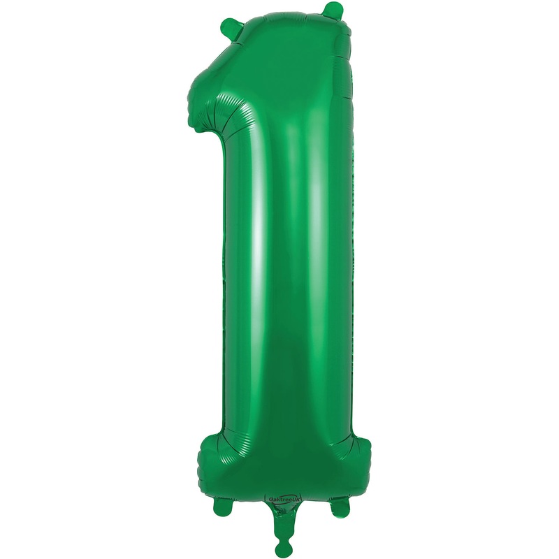 34" Number 1 Green Oaktree Foil Balloon