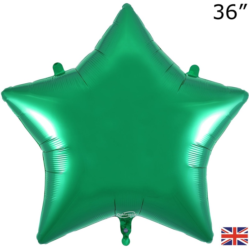 36" Oaktree Brand Green Star Foil Balloon