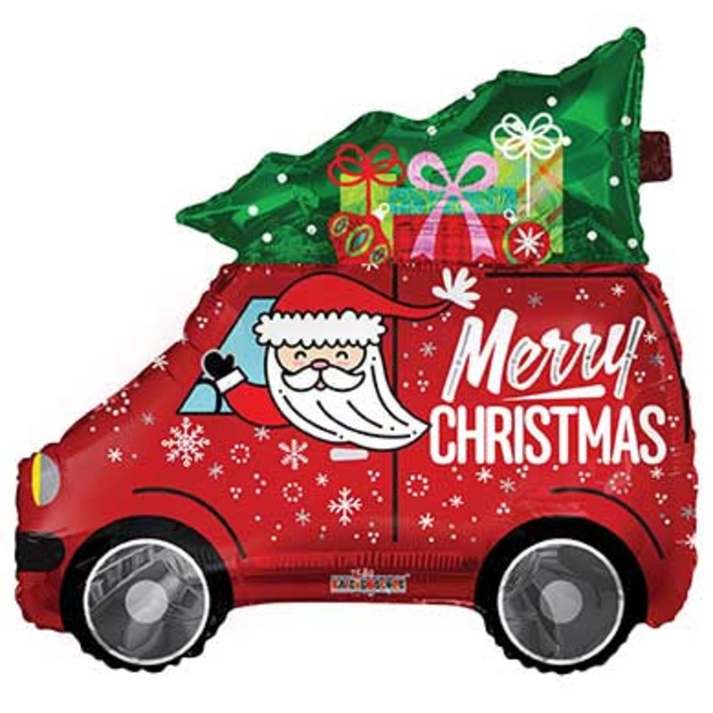 36" Santa With Christmas Tree Matte Foil Balloon