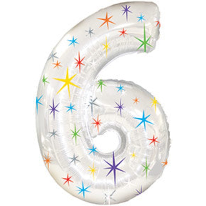 38" Multi-Colored Sparkles Six Balloon