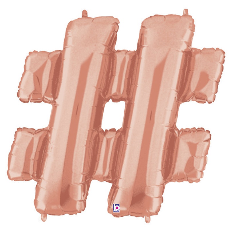 40" (34" Inflated) Foil Shape Megaloon Balloon Hashtag Rose Gold