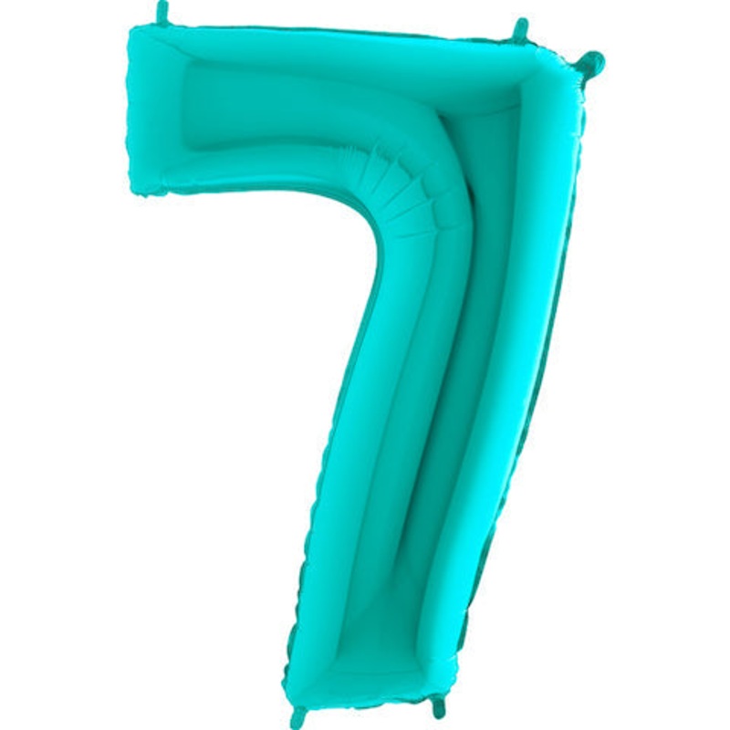 40" (34" Inflated) Foil Shape Megaloon Balloon Number 7 Tiffany Blue