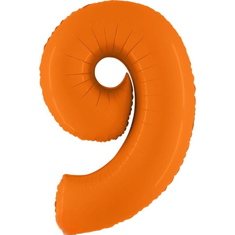 40" (34" Inflated) Number 9 Matte Orange Foil Balloon