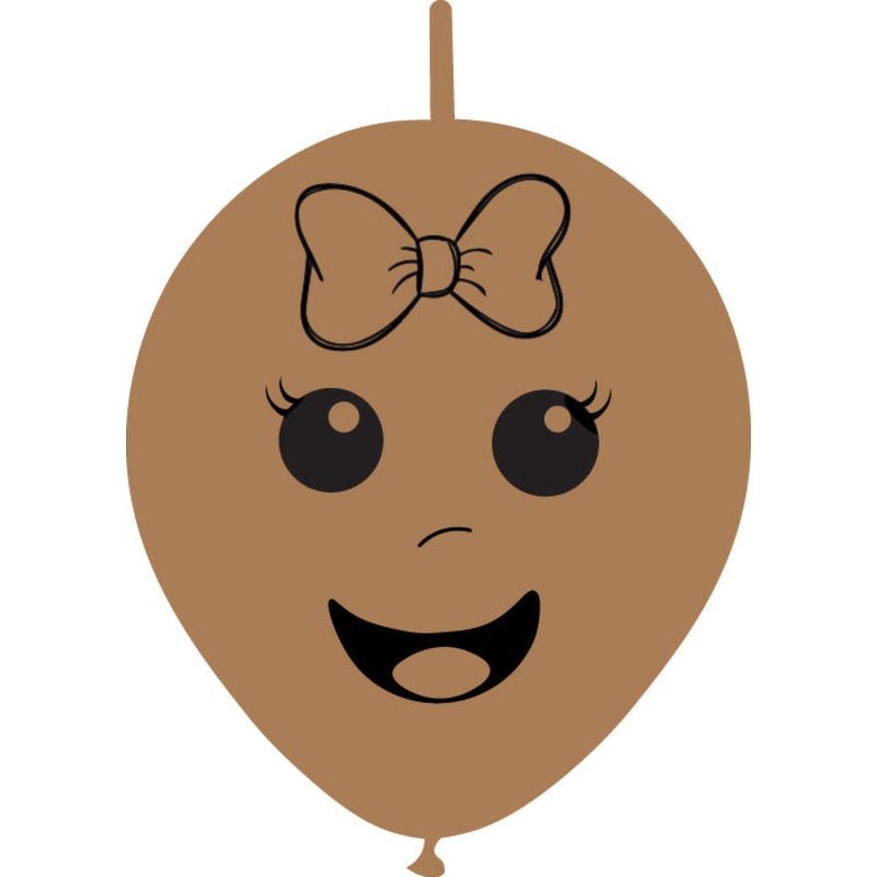 6" Linking Latex Balloons Single Sided (25 Per Bag) Baby Face Print 01 Decomex Desert Sand