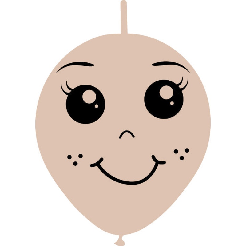 6" Linking Latex Balloons Single Sided (25 Per Bag) Face Print 02 Decomex Skin Blush