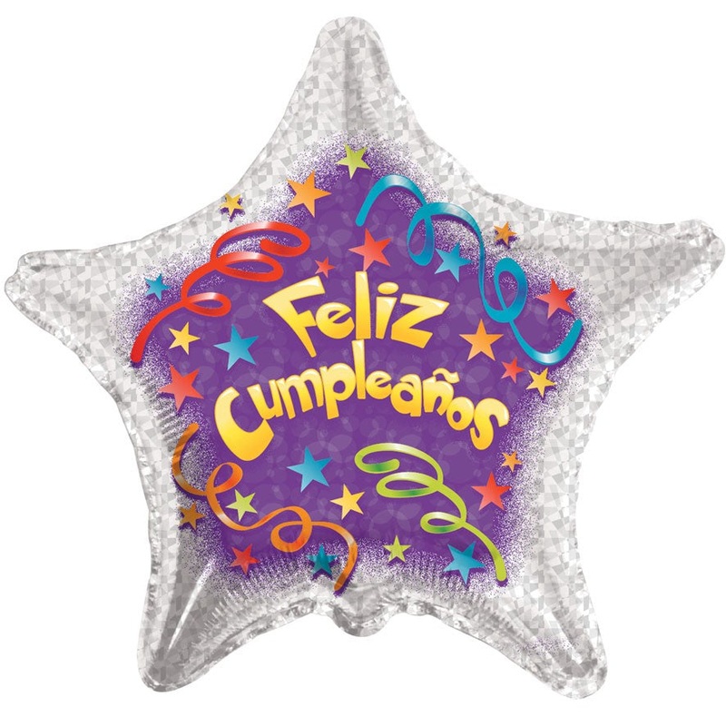 9" Airfill Only Feliz Cumpleanos Streamers Balloon (Spanish)