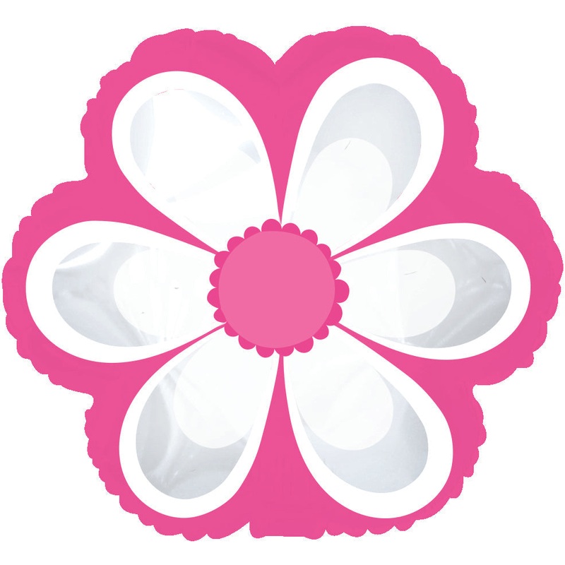 10" Airfill Only White Flower On Pink Foil Balloons