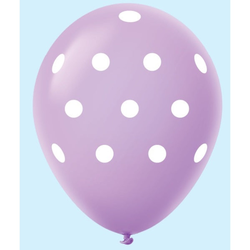 11" Polka Dots Latex Balloons (25 Count) Lavender