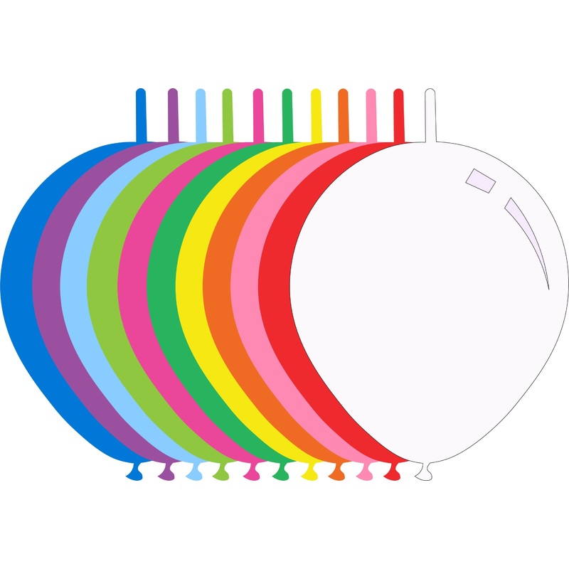 11" Standard Assorted Decomex Linking Latex Balloons (100 Per Bag)