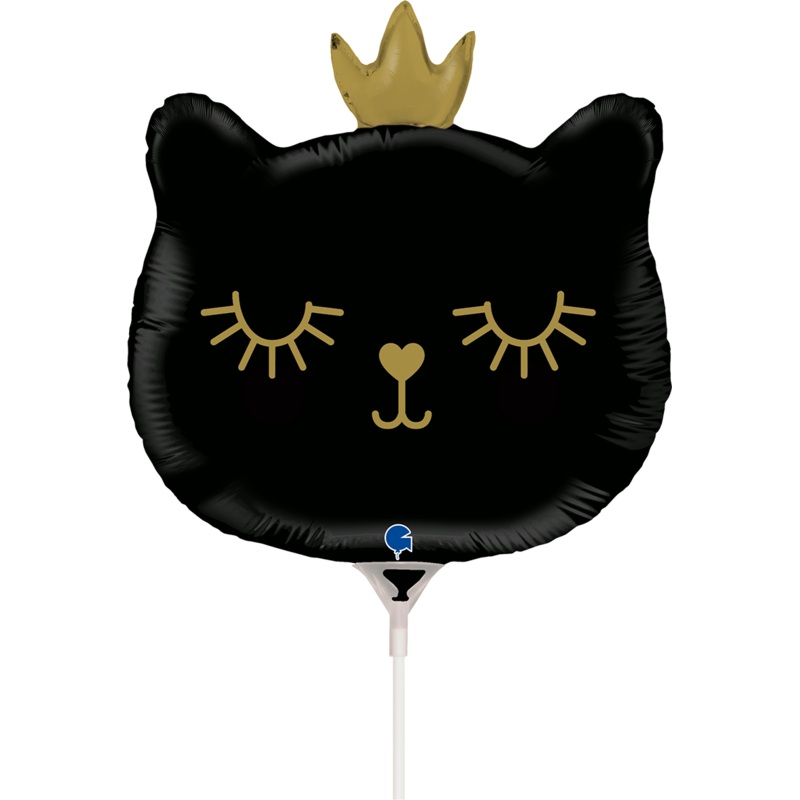 14" Airfill Only Cat Princess Black Foil Balloon