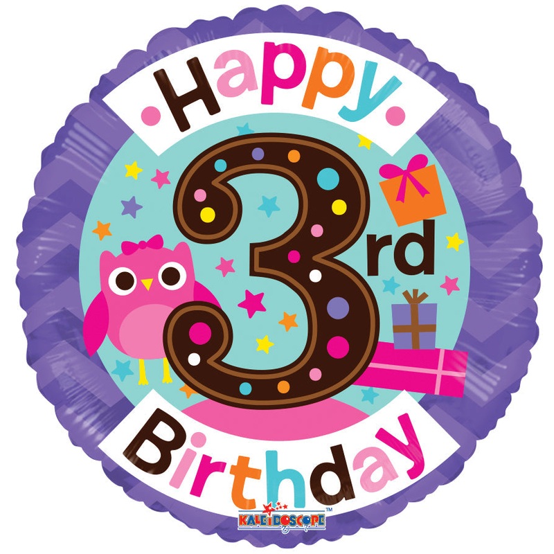 18" 3rd Birthday Girl Balloon