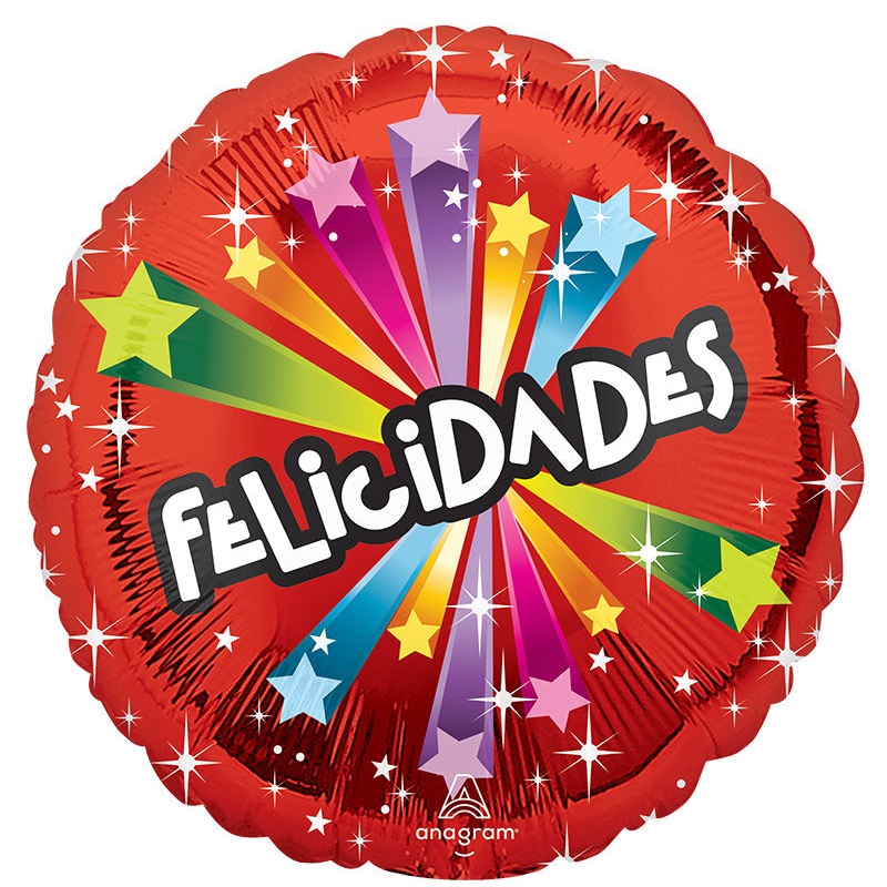 18" Felicidades Estrellas (Spanish) Foil Balloon