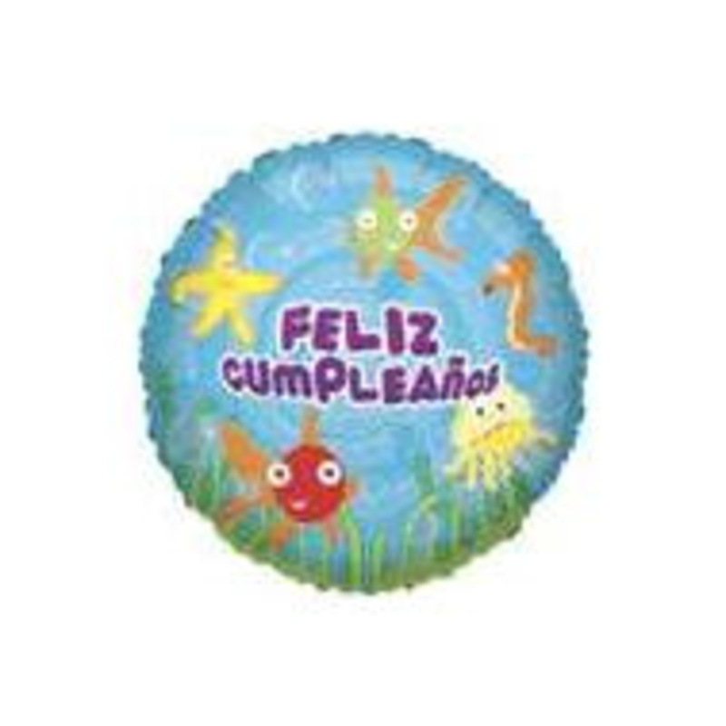 18" Feliz Cumpleanos Bajo (Fish) Balloon (Spanish)