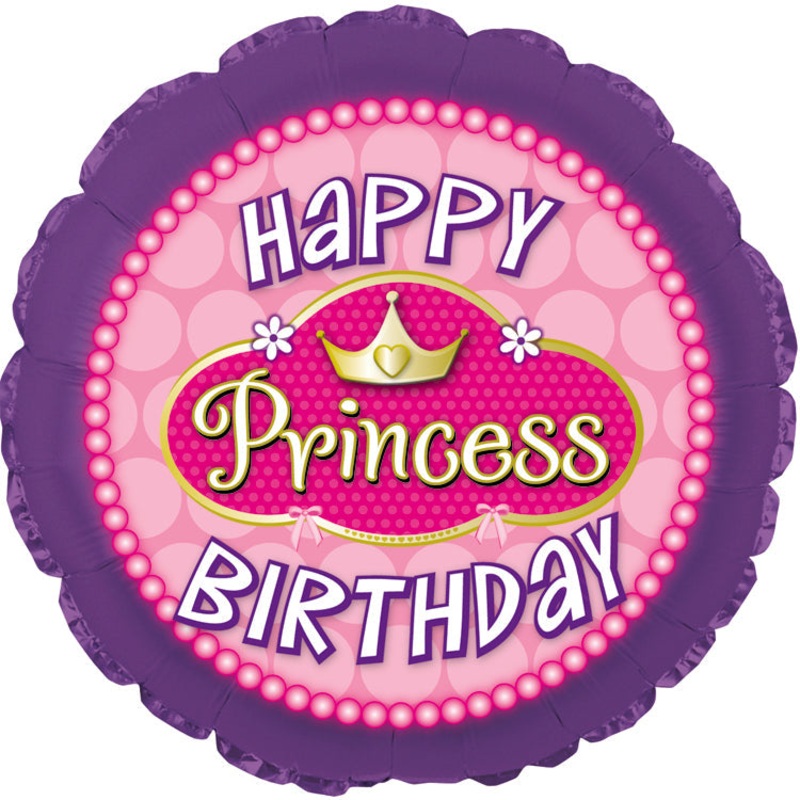 18" Happy Birthday Princess Pink Pearls Balloon