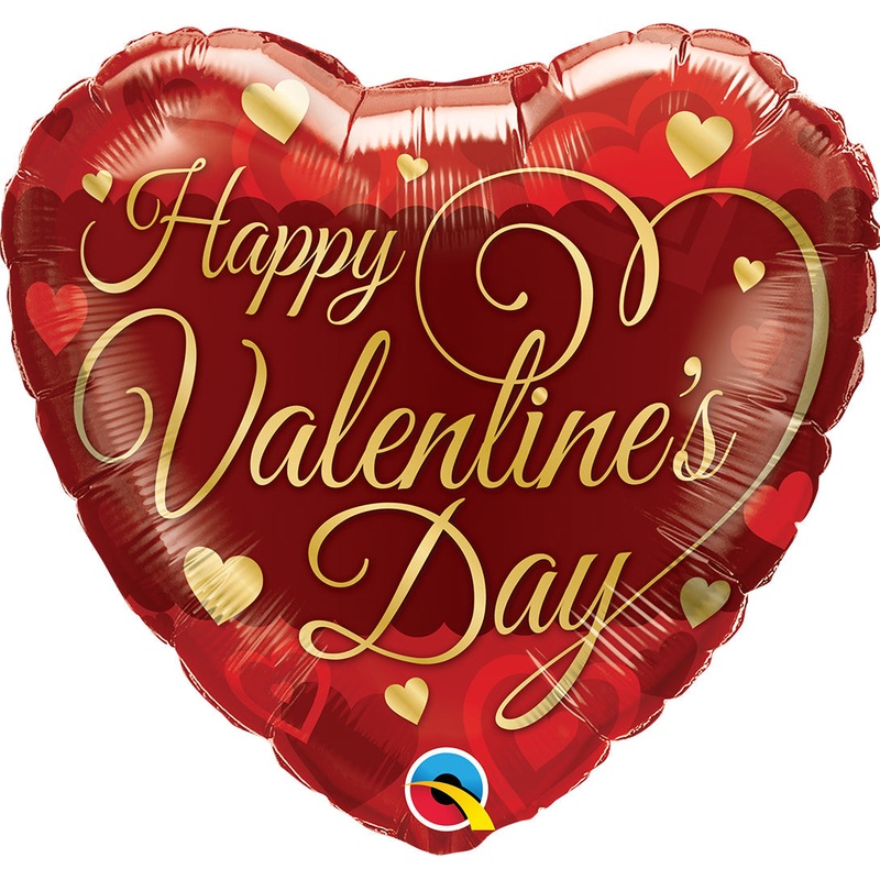 18" Heart Valentine's Classic Script Foil Balloon