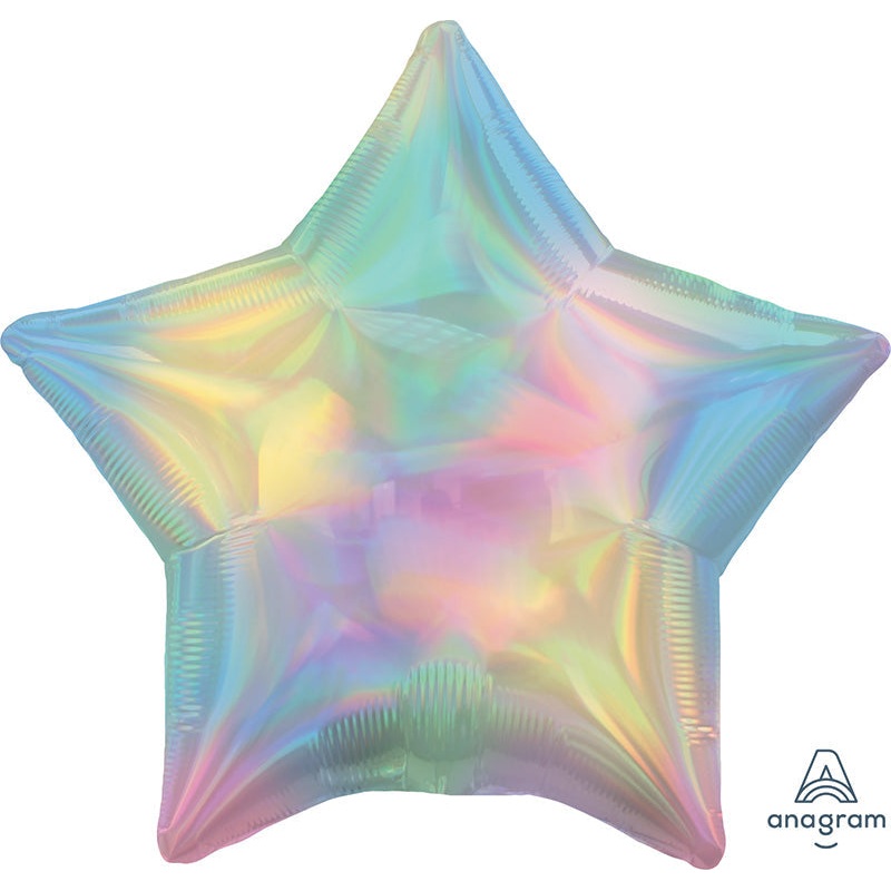 18" Iridescent Pastel Rainbow Star Foil Balloon