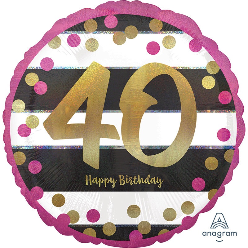 18" Pink & Gold Milestone 40 Foil Balloon