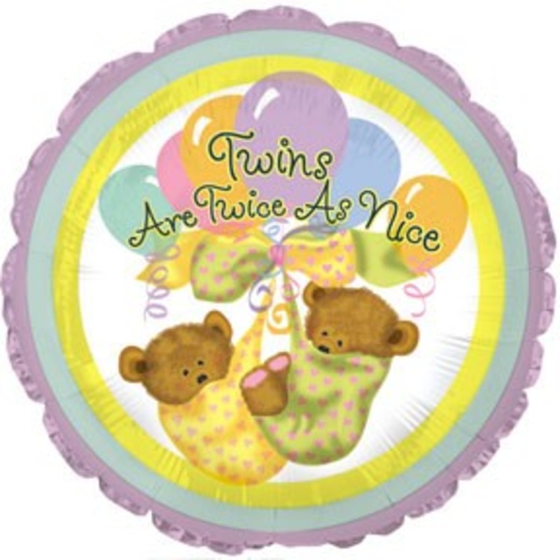 18" Twins are Twice as Nice Bears Foil Balloon