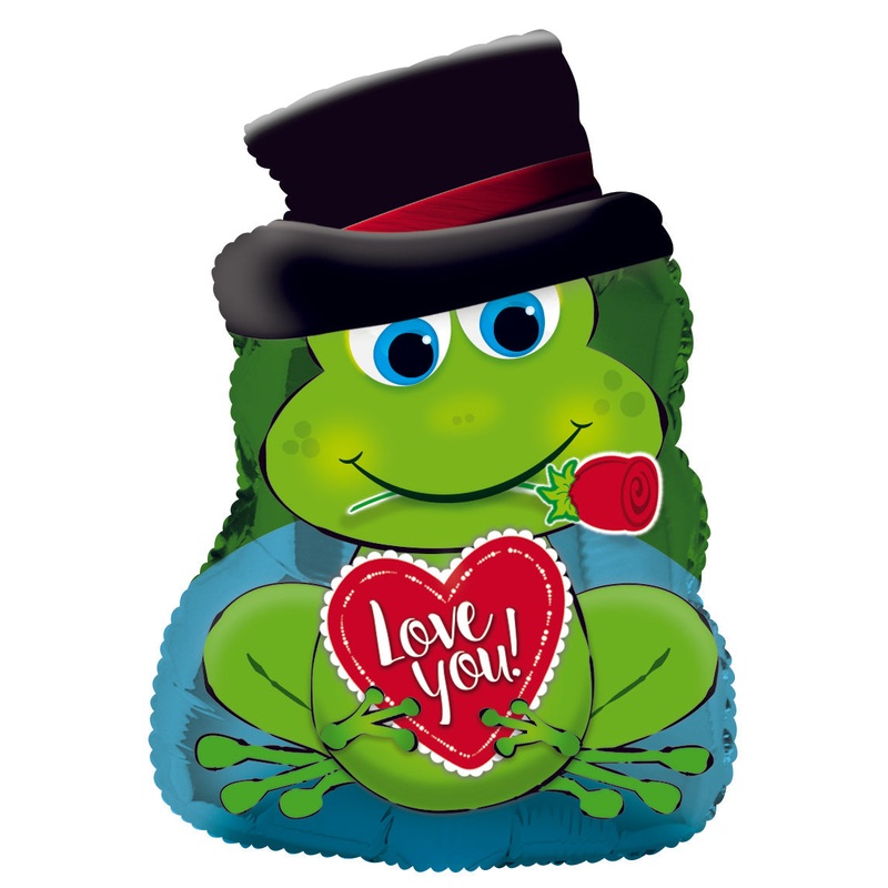 22" I Love You Rose In Mouth Frog Foil Balloon