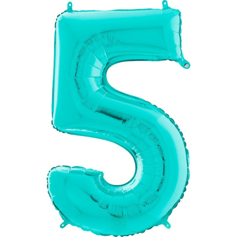 26" Midsize Foil Shape Balloon Number 5 Tiffany