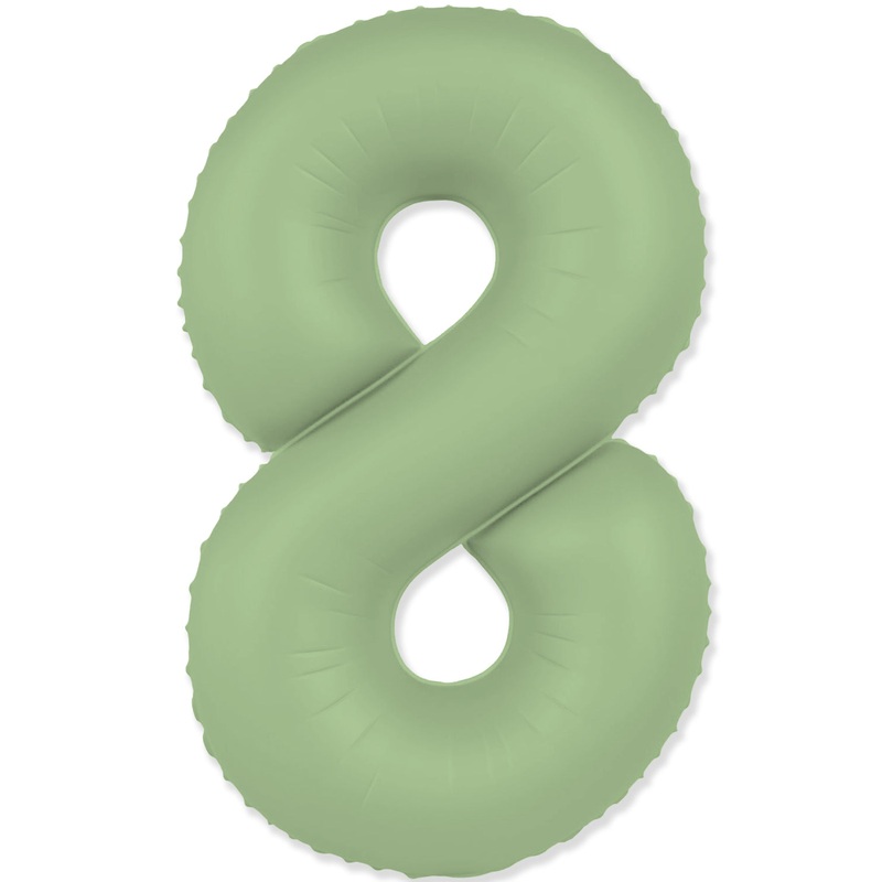 32" Inflated (40" Uninflated Approx) Number "8" Slimmer Design Matte Mint Brand Flexmetal