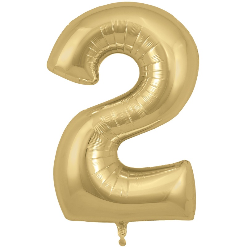 34" Number 2 Silk Gold Oaktree Foil Balloon