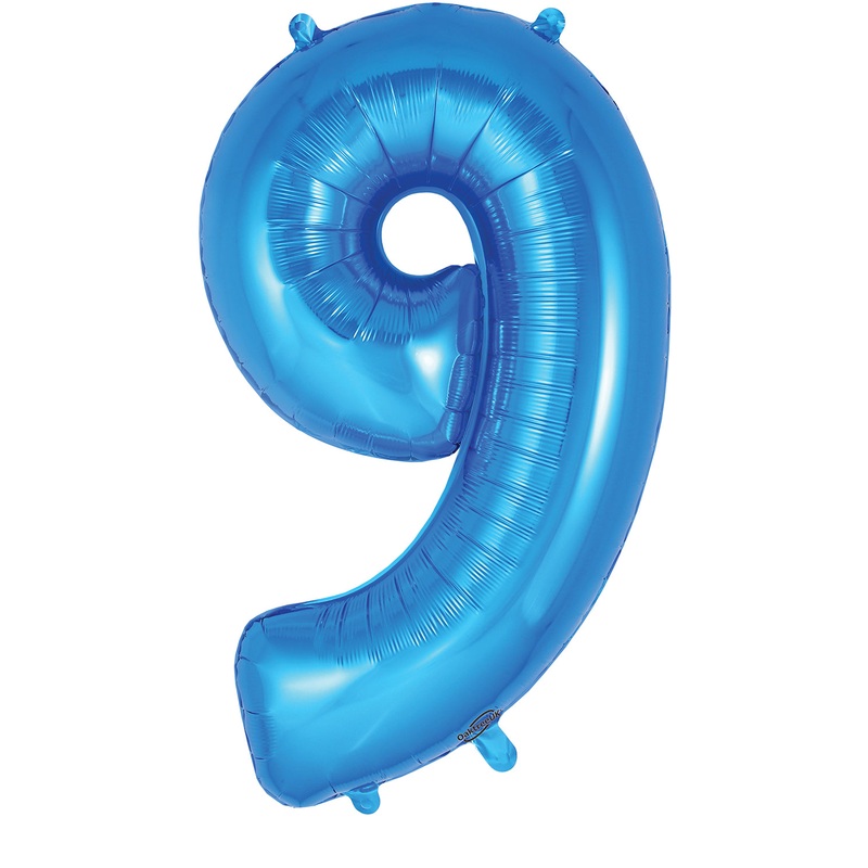 34" Number 9 Blue Oaktree Foil Balloon