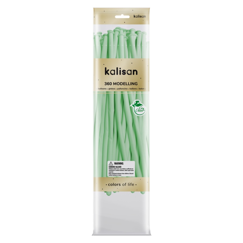 360K Nozzle Up Kalisan Twisting Latex Balloons Pastel Matte Macaron Green (50 Per Bag)